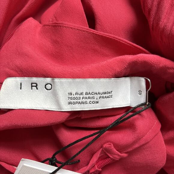 IRO Paris Sense Button Detail Crepe Blouse Pink Mock Neck Women's 8 Statement - Picture 15 of 16